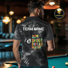 Load image into Gallery viewer, Aim Shoot Swear Repeat Ball Pool Men Polo &amp; 1/4-Zip Team Shirt Custom 8 Ball Billiards Apparel NYN2466