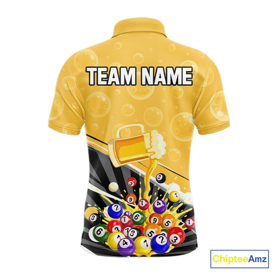 Funny Beer And Pool Balls Billiard Team Shirt For Men Custom Billiard Polo & 1/4 Zip Attire NYN2477