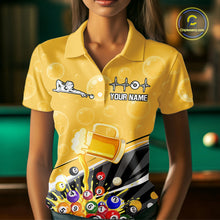 Load image into Gallery viewer, Funny Beer And Pool Balls Billiard Team Shirt For Women Custom Billiard Polo &amp; 1/4 Zip Attire NYN2477