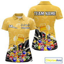 Load image into Gallery viewer, Funny Beer And Pool Balls Billiard Team Shirt For Women Custom Billiard Polo &amp; 1/4 Zip Attire NYN2477