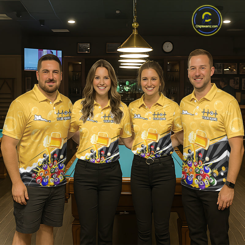 Funny Beer And Pool Balls Billiard Team Shirt For Men Custom Billiard Polo & 1/4 Zip Attire NYN2477