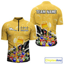 Load image into Gallery viewer, Funny Beer And Pool Balls Billiard Team Shirt For Men Custom Billiard Polo &amp; 1/4 Zip Attire NYN2477