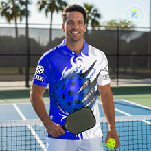 Load image into Gallery viewer, White &amp; Blue Claw Scratches Pickleball Ball T-Shirt For Men Custom Pickleball Jerseys NYN2484