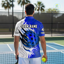 Load image into Gallery viewer, White &amp; Blue Claw Scratches Pickleball Ball T-Shirt For Men Custom Pickleball Jerseys NYN2484