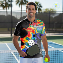 Load image into Gallery viewer, Colorful Splash Men Pickleball Ball &amp; Paddle T-Shirt Personalized Pickleball Team Jerseys NYN2489