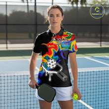 Load image into Gallery viewer, Colorful Splash Women Pickleball Ball &amp; Paddle T-Shirt Personalized Pickleball Team Jerseys NYN2489