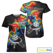 Load image into Gallery viewer, Colorful Splash Women Pickleball Ball &amp; Paddle T-Shirt Personalized Pickleball Team Jerseys NYN2489
