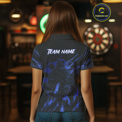 Custom Black-Blue Wolf Grunge Dart Jersey For Women Horror Grunge Dart Team Jerseys NYN1403