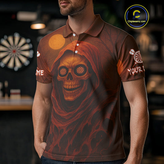 Custom Spooky Skull Dartboard Halloween Dart Jersey For Men Hallows’ Eve Dart Team Jerseys NYN1401