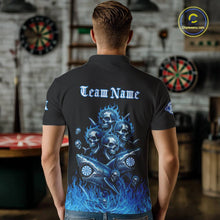Load image into Gallery viewer, Custom Blue Flames Shark And Skull 3D Men Darts Polo League Shirts Funny Dart Jerseys NYN2203