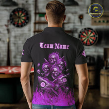 Load image into Gallery viewer, Custom Purple Flames Shark And Skull 3D Men Darts Polo League Shirts Funny Dart Jerseys NYN2205