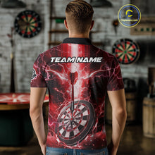 Load image into Gallery viewer, Custom Lightning Red Skull Cracked Dartboard Dart Men Polo Jerseys Outfits Dart Shirt NYN1686