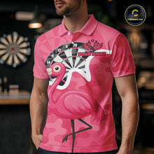 Load image into Gallery viewer, Custom Pink Flamingo Camouflage Dartboard Men Darts Polo League Shirts Funny Dart Jerseys NYN2206