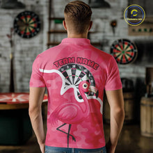 Load image into Gallery viewer, Custom Pink Flamingo Camouflage Dartboard Men Darts Polo League Shirts Funny Dart Jerseys NYN2206