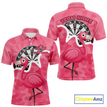 Load image into Gallery viewer, Custom Pink Flamingo Camouflage Dartboard Men Darts Polo League Shirts Funny Dart Jerseys NYN2206
