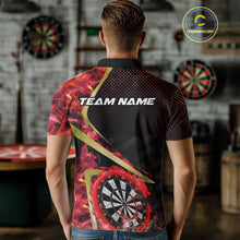 Load image into Gallery viewer, Custom Red Flames Dragon Dartboard Halftone Dart Men Polo Jerseys Gold Dart Team Shirt NYN1692