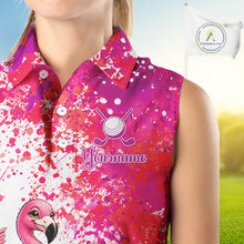 Load image into Gallery viewer, Funny Women Golf Sleeveless Polo Shirt Custom Winner Flamingo Pink Splatter Golf Clothing Shirts, Golf Gifts NYN2875
