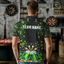 Load image into Gallery viewer, Cheer Beer &amp; Play Dartboard Shamrock Men Darts Polo Shirt Custom St Patrick's Day Darts Jersey NYN2534