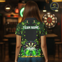 Load image into Gallery viewer, Cheer Beer &amp; Play Dartboard Shamrock Women Darts Polo Shirt Custom St Patrick's Day Darts Jersey NYN2534