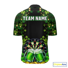 Load image into Gallery viewer, Cheer Beer &amp; Play Dartboard Shamrock Men Darts Quarter-Zip Shirt Custom St Patrick's Day Darts Jersey NYN2534