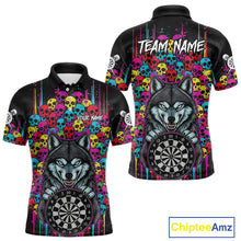 Load image into Gallery viewer, Multi-Color Skull Funny Wolf Dartboard Custom Darts Polo Shirt For Men Dart Team Gifts NYN2000
