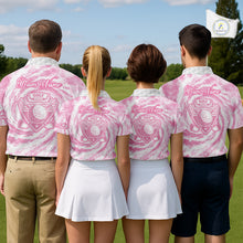 Load image into Gallery viewer, Mens Golf Polo Shirts Pink Tie Dye Pattern Custom White Golf Ball Golf Top Shirt For Ladies NYN2908