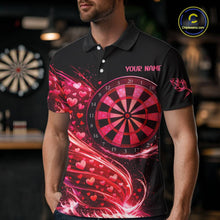 Load image into Gallery viewer, Funny Pink Hearts Tornado Dartboard Men Darts Valentine Shirt Custom Dart Polo Couple Gifts NYN2536