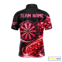 Load image into Gallery viewer, Funny Pink Hearts Tornado Dartboard Men Darts Valentine Shirt Custom Dart Polo Couple Gifts NYN2536