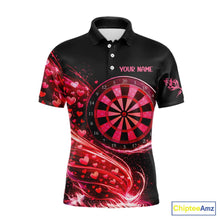 Load image into Gallery viewer, Funny Pink Hearts Tornado Dartboard Men Darts Valentine Shirt Custom Dart Polo Couple Gifts NYN2536