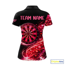 Load image into Gallery viewer, Funny Pink Hearts Tornado Dartboard Women Darts Valentine Shirt Custom Dart Polo Couple Gifts NYN2536