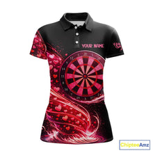 Load image into Gallery viewer, Funny Pink Hearts Tornado Dartboard Women Darts Valentine Shirt Custom Dart Polo Couple Gifts NYN2536