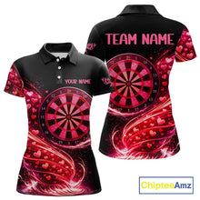 Load image into Gallery viewer, Funny Pink Hearts Tornado Dartboard Women Darts Valentine Shirt Custom Dart Polo Couple Gifts NYN2536