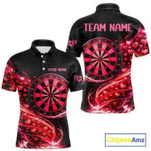 Load image into Gallery viewer, Funny Pink Hearts Tornado Dartboard Men Darts Valentine Shirt Custom Dart Polo Couple Gifts NYN2536