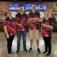 Load image into Gallery viewer, Funny Pink Hearts Tornado Dartboard Women Darts Valentine Shirt Custom Dart Polo Couple Gifts NYN2536