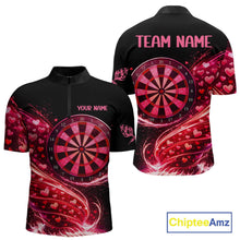 Load image into Gallery viewer, Funny Pink Hearts Tornado Dartboard Men Darts Valentine Shirt Custom Dart 1/4-Zip Couple Gifts NYN2536