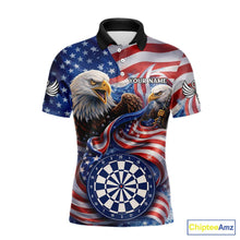 Load image into Gallery viewer, American Flag Eagle Freedom Dartboard Dart Polo Shirt Custom Patriotic Men Dart Team Jerseys NYN2541