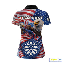 Load image into Gallery viewer, American Flag Eagle Freedom Dartboard Dart Polo Shirt Custom Patriotic Women Dart Team Jerseys NYN2541
