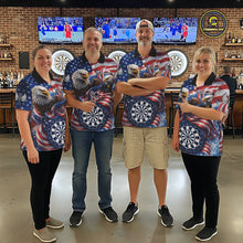 Load image into Gallery viewer, American Flag Eagle Freedom Dartboard Dart 1/4-Zip Shirt Custom Patriotic Men Dart Team Jerseys NYN2541