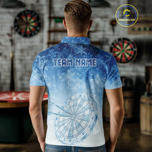 Load image into Gallery viewer, White &amp; Blue Snowflakes Ice Dartboard Custom Polo Dart Shirt For Men Xmas Dart Jerseys NYN2024