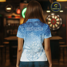 Load image into Gallery viewer, White &amp; Blue Snowflakes Ice Dartboard Custom Polo Dart Shirt For Women Xmas Dart Jerseys NYN2024