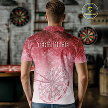 Load image into Gallery viewer, White &amp; Red Snowflakes Ice Dartboard Custom Polo Dart Shirt For Men Xmas Dart Jerseys NYN2025