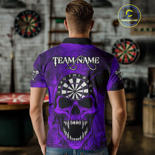 Load image into Gallery viewer, Purple Grunge Horror Dartboard Skull Custom Men Polo Dart Jerseys Grunge Dart Gifts NYN2032