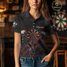 Load image into Gallery viewer, Red Blood Scratch Wolf Women Darts Polo Shirt Custom Name &amp; Team Skull Dart League Shirt NYN2054