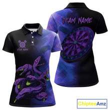 Load image into Gallery viewer, Custom Purple Cobras Dartboard Dart Polo Shirt For Women Grunge Dart Tournament Jerseys NYN1521