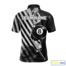 Load image into Gallery viewer, Black And Grey Grunge Pool 8 Ball Men Billiard Shirt Personalized Graffiti Billiard Attire NYN2595
