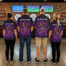 Load image into Gallery viewer, Gold Horror Dragon Hold Dartboard Men Darts Polo Shirt Custom Purple Grunge Darts Team Jersey NYN2609