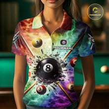 Load image into Gallery viewer, Personalized Crack Pool 8 Ball Women Billiard Team Shirt Colorful Thunder Billiard Attire NYN2368
