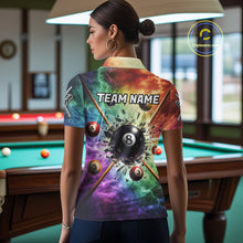 Load image into Gallery viewer, Personalized Crack Pool 8 Ball Women Billiard Team Shirt Colorful Thunder Billiard Attire NYN2368