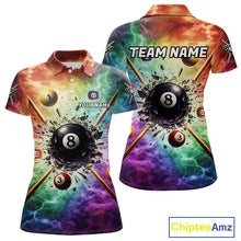 Load image into Gallery viewer, Personalized Crack Pool 8 Ball Women Billiard Team Shirt Colorful Thunder Billiard Attire NYN2368
