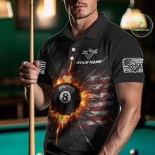 Load image into Gallery viewer, 8 Ball Pool 9 Ball Men Billiard Polo &amp; 1/4-Zip Shirt Custom Patriotic Billiard Team Jersey NYN2371